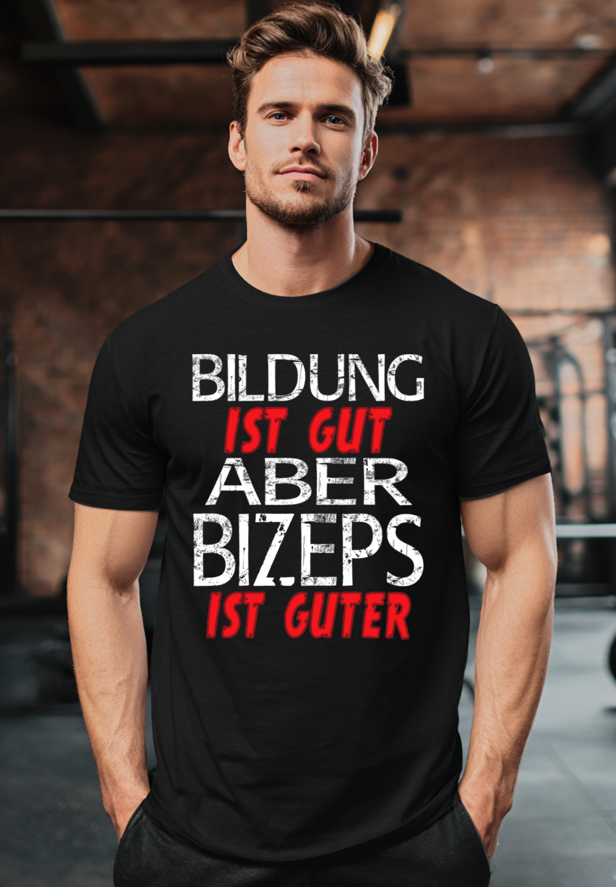 BILDUNG IST GUT ABER BIZEPS IST GUTER T-SHIRT